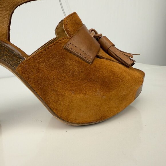 FRED DE LA BRETONNIÈRE Boho 70’s Tan Suede Tassel‎ Platform Sandals sz 36 - Picture 8 of 15